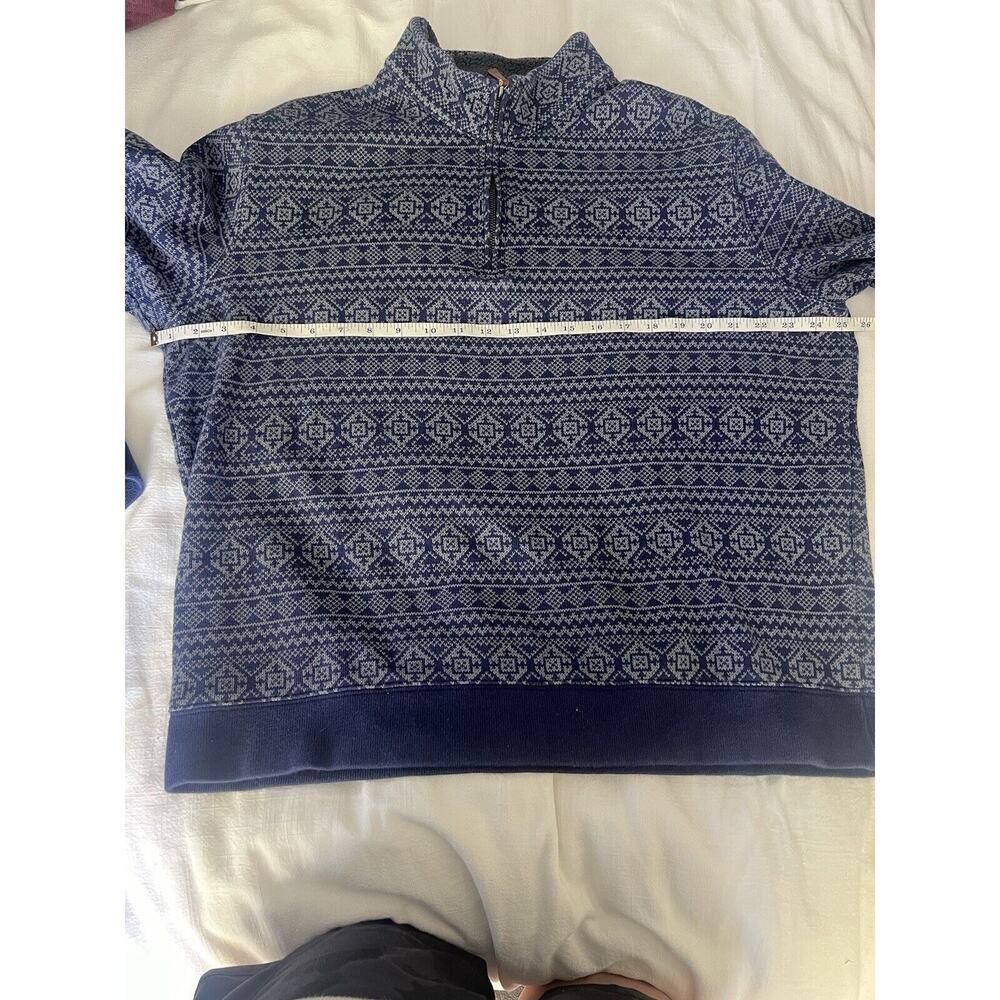 Lands End Mens 1/4 Zip Sweater Blue Fair Isle Print Sz XL - Picture 10 of 12